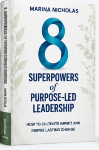 Book cover for 8 Superpowers of Purpose-Led Leadership by Marina Nicholas